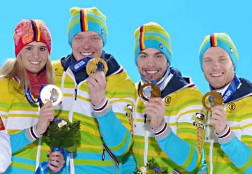 Foto von den Rodlern mit Goldmedaillen